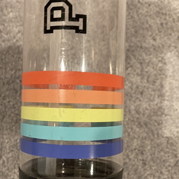 PINK Striped Reusable Plastic Water Bottle With Straw and Handle! - Picture 10 of 10